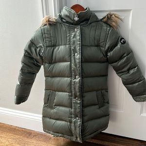 Appaman Green Kids Puffer Jacket with Faux Fur Hood